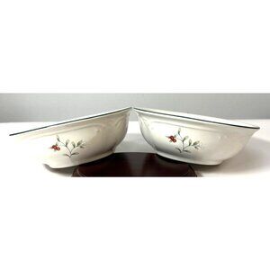 Set Of 2 Mikasa Christmas Holly Berry Porcelain Bowls